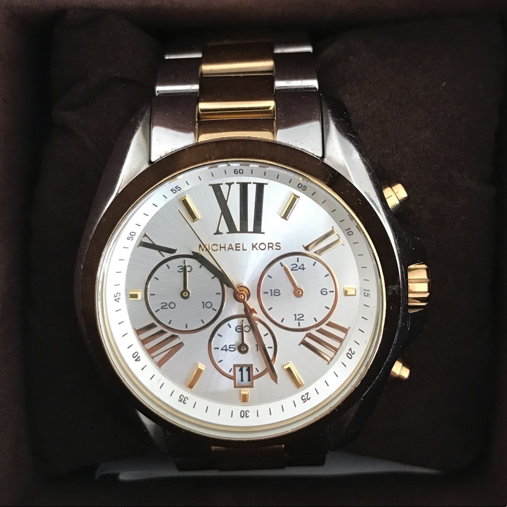 Michael Kors round large face two tone watch